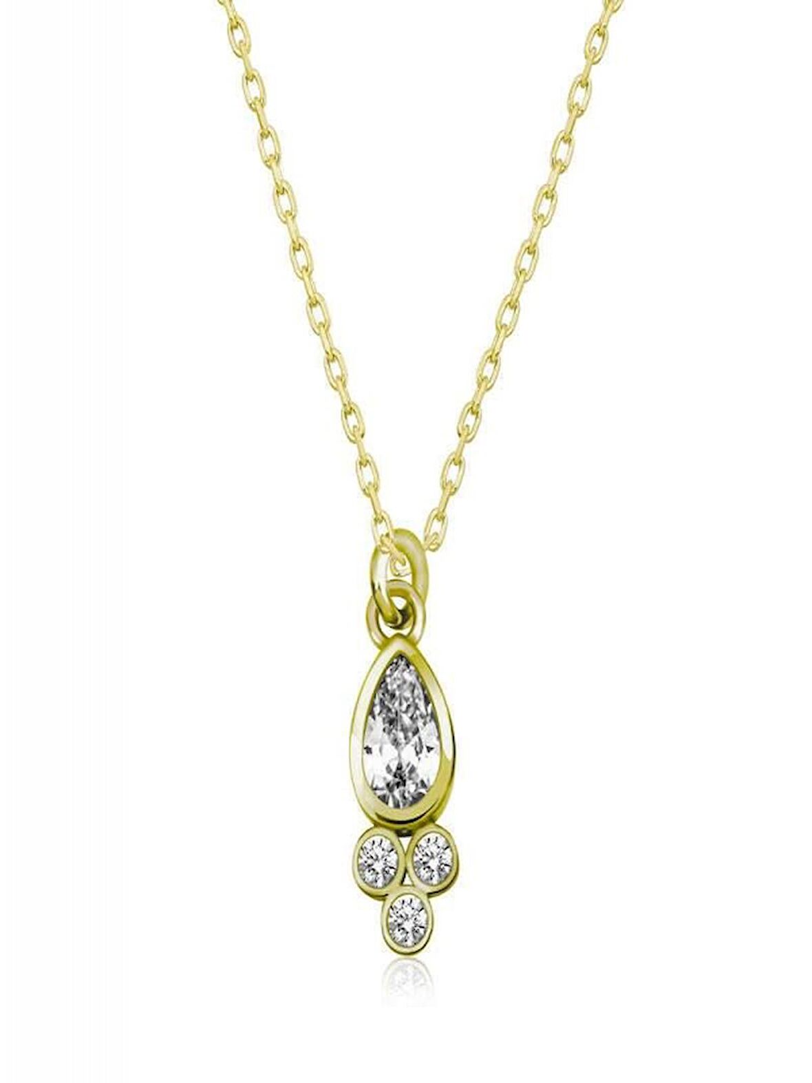 925 Ayar Gümüş Çiğ Damlası Tektaş Kadın Gümüş Kolye