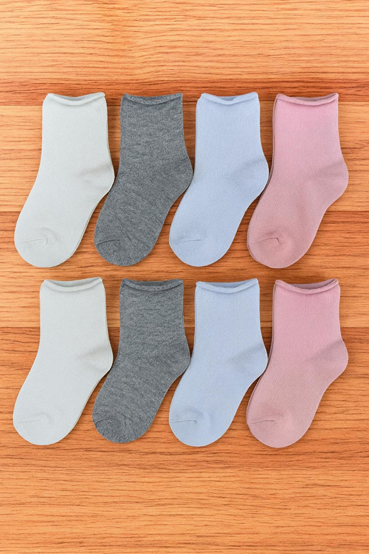 8 Çift Lastiksiz Çocuk Soket Çorap Burun Dikişsiz