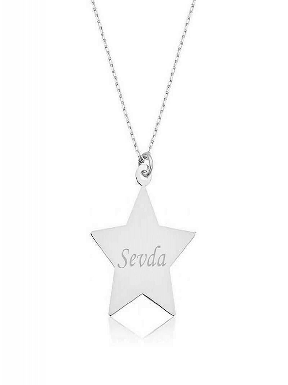 925 Ayar Gümüş Kişiye Özel İsimli Yıldız Gümüş Kolye