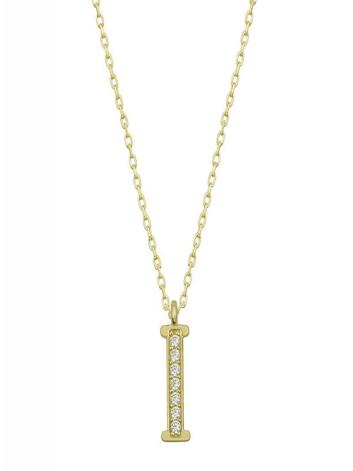 925 Ayar Gümüş Gold I Harfi Kadın Gümüş Kolye