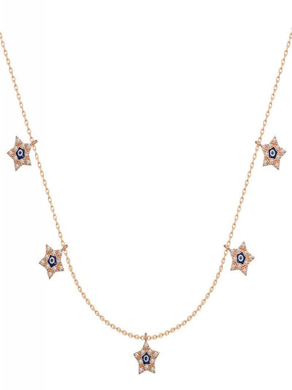 925 Ayar Gümüş Yıldız Nazarlı Şans Kadın Gümüş Kolye