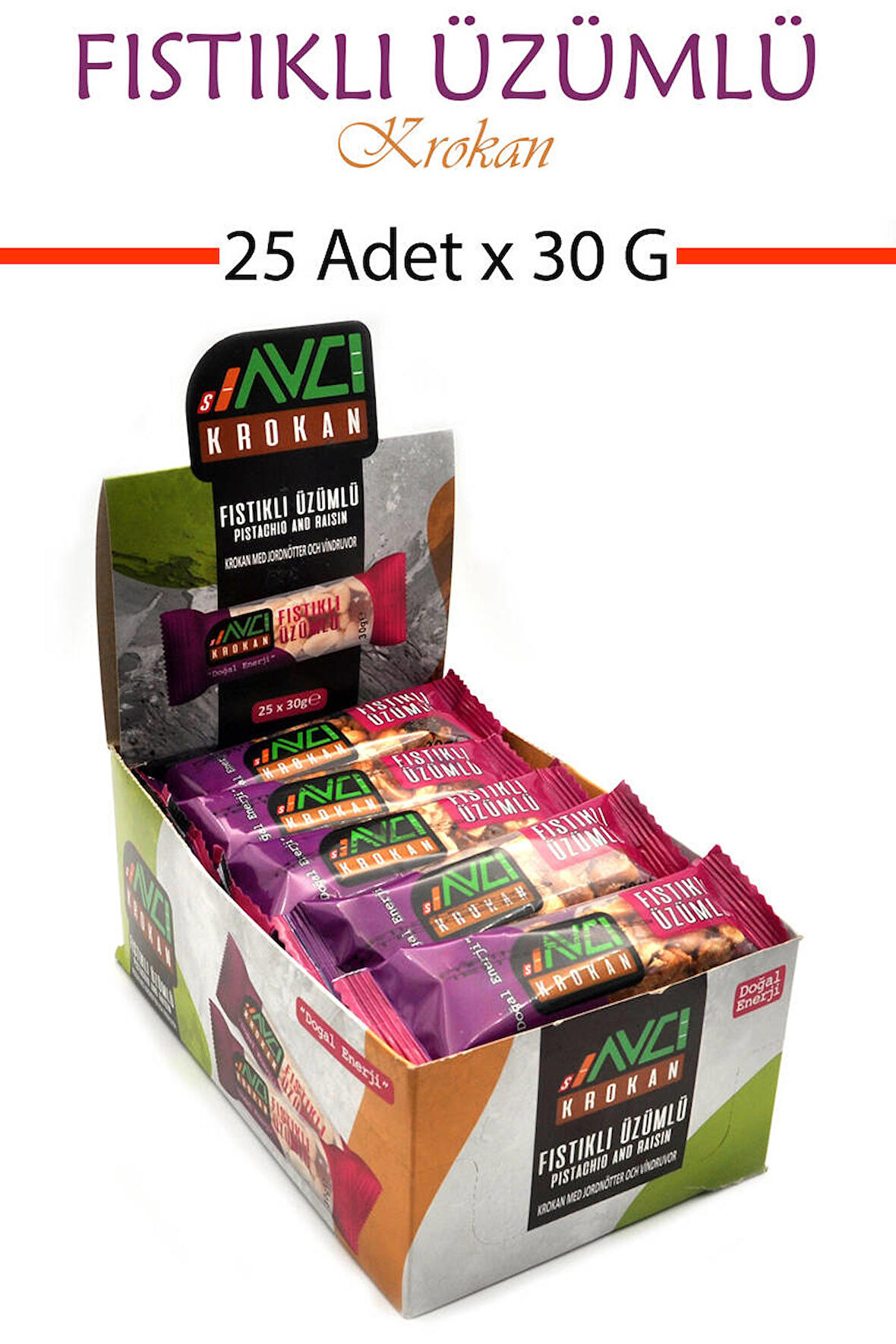 Fıstıklı Üzümlü Krokan 30 G x 25 Adet