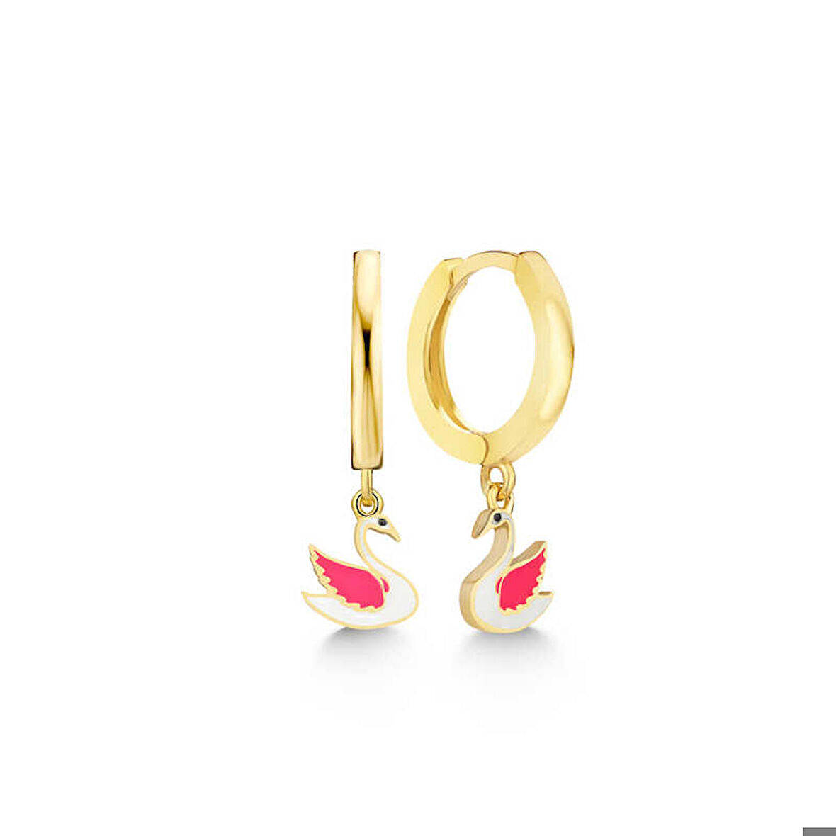 Gümüş Gold Kuğu Sallantılı Kadın Küpe