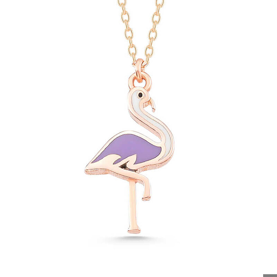 925 Ayar Gümüş Rose Flamingo Kadın Kolye
