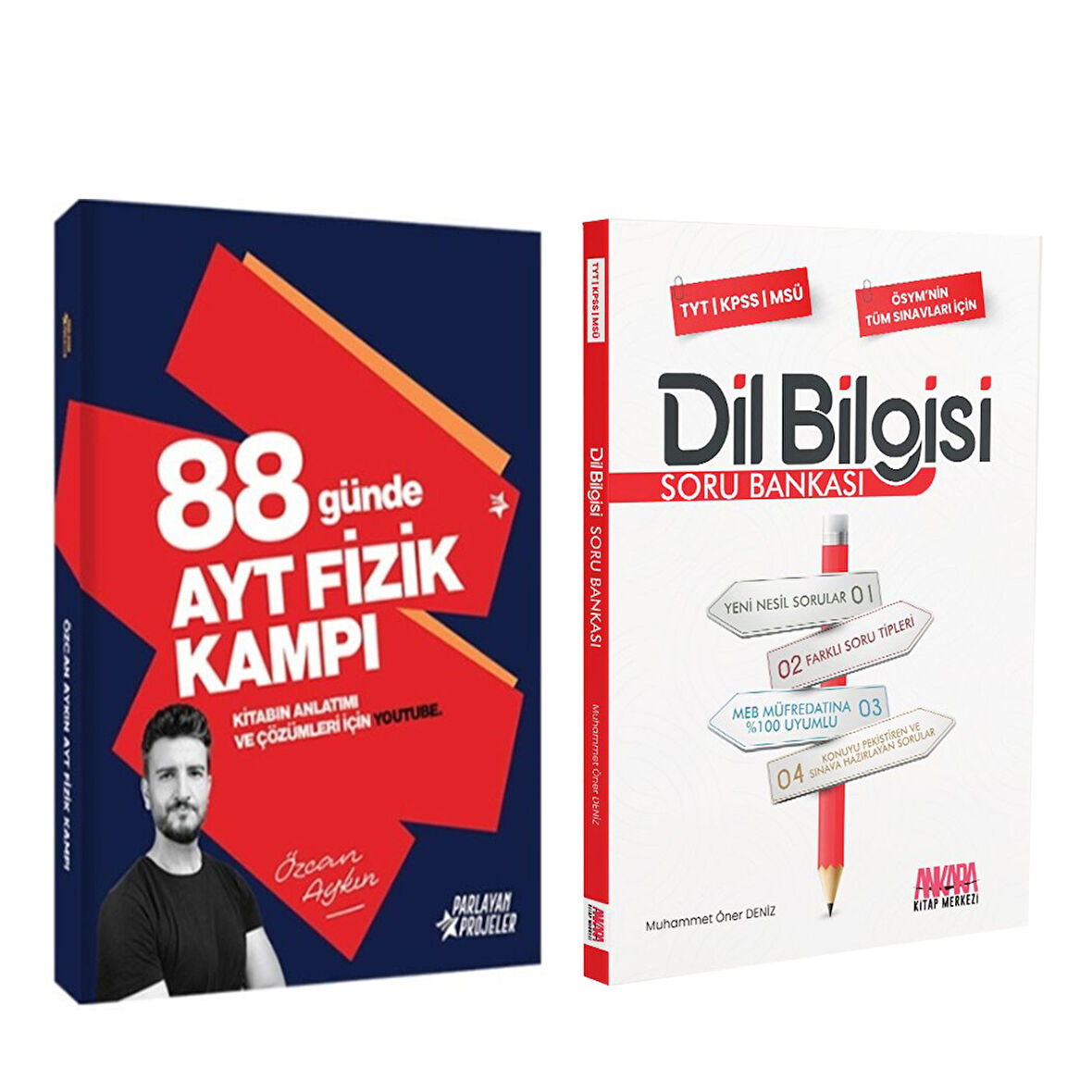 Özcan Aykın AYT 88 Günde Fizik Kampı ve AKM Dil Bilgisi Soru Bankası Seti 2 Kitap