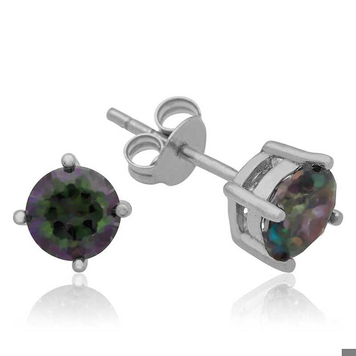 Gümüş 6 mm Mistik Topaz Çivili Küpe