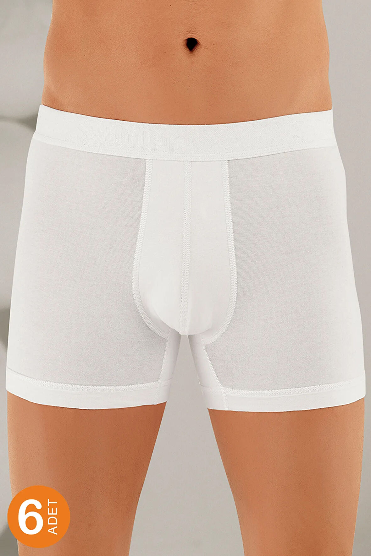 Erkek Paket Likralı Boxer Beyaz Tme031 6'lı