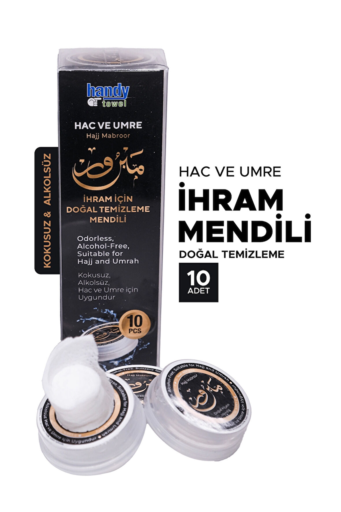 İhram İçin Doğal Temizleme Mendili, Hac - Umre Alkolsüz ve Kokusuz Mendil