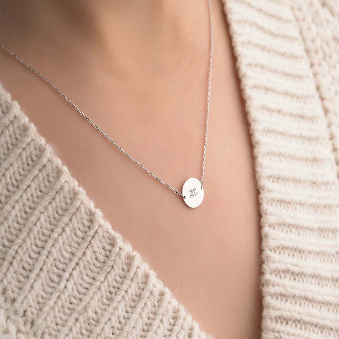 Altın Plaka Harf Kolye 14 Ayar (Sarı&Beyaz)