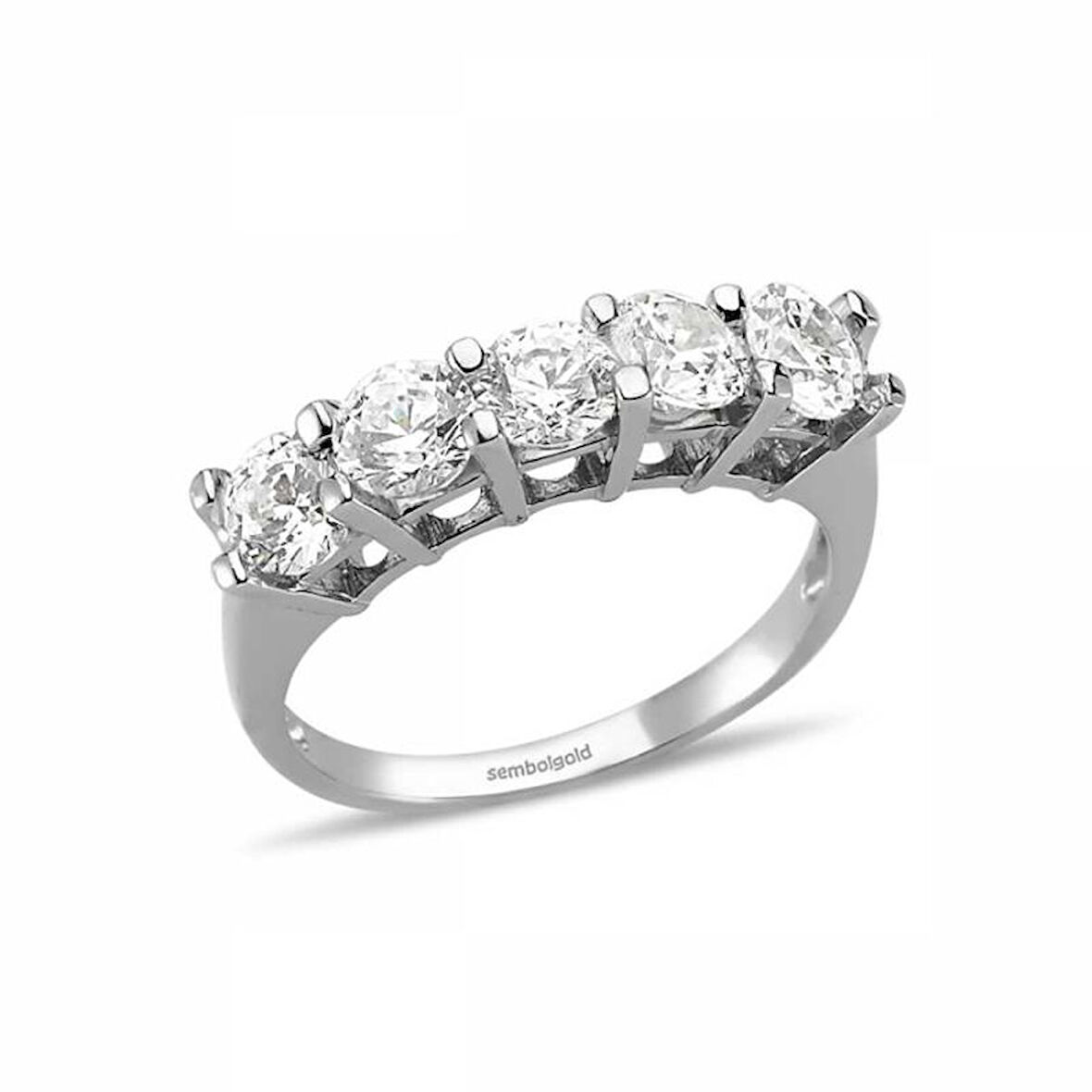 14 Ayar Altın 5 Taş Yüzük SWAROVSKİ Taşlı