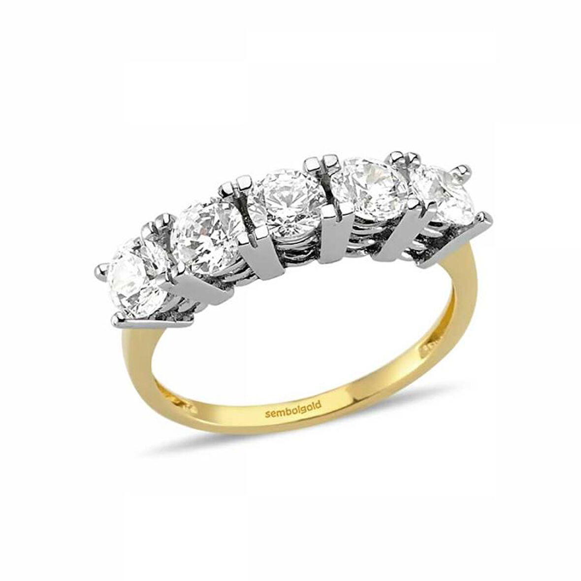 14 Ayar Altın 5 Taş Yüzük SWAROVSKİ Taşlı