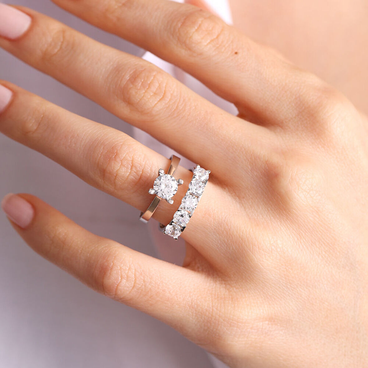 Tektaş & Beştaş Beyaz Altın Yüzük