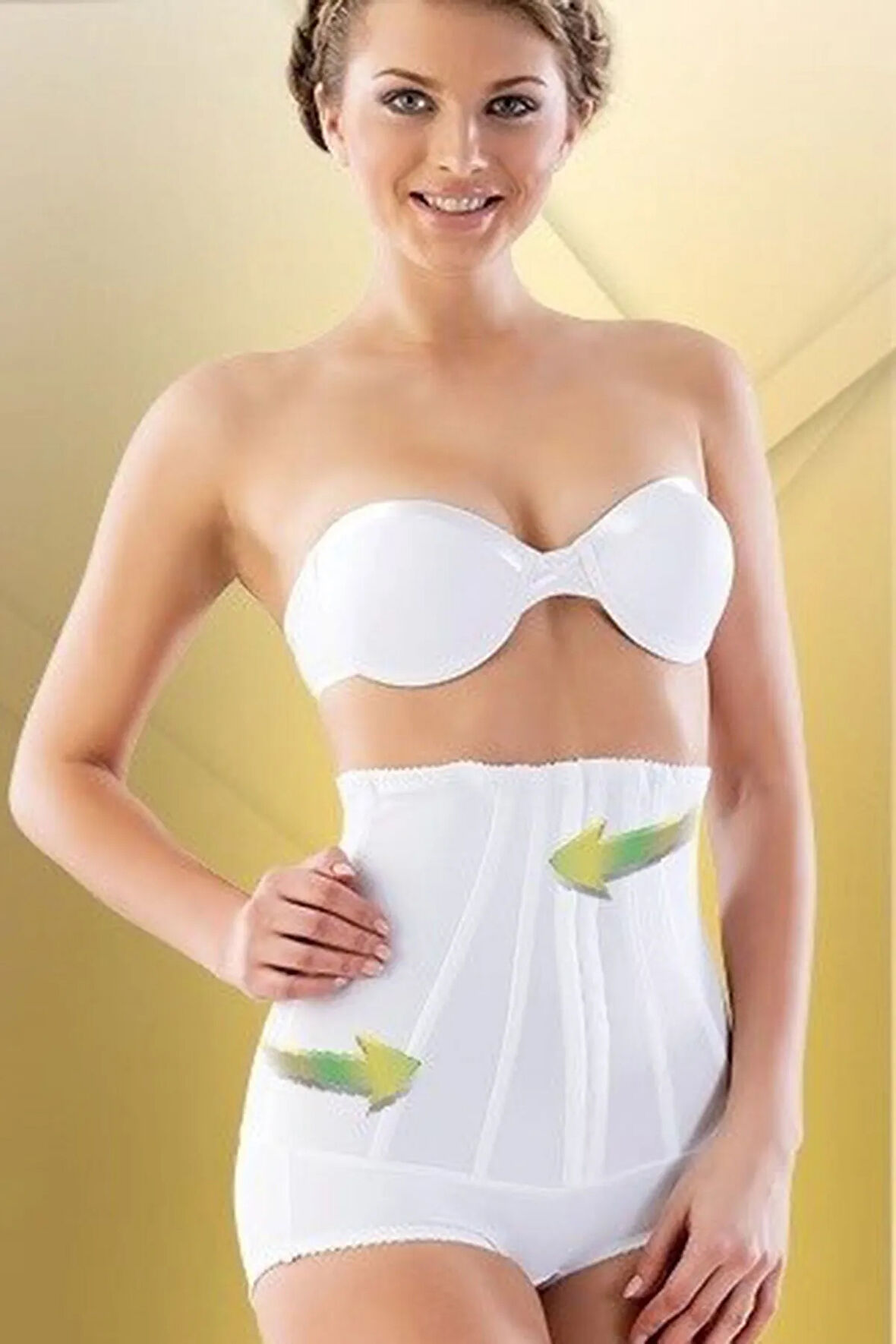 Kadın Beyaz Balenli Mideli Slip Lazer Korse 2824