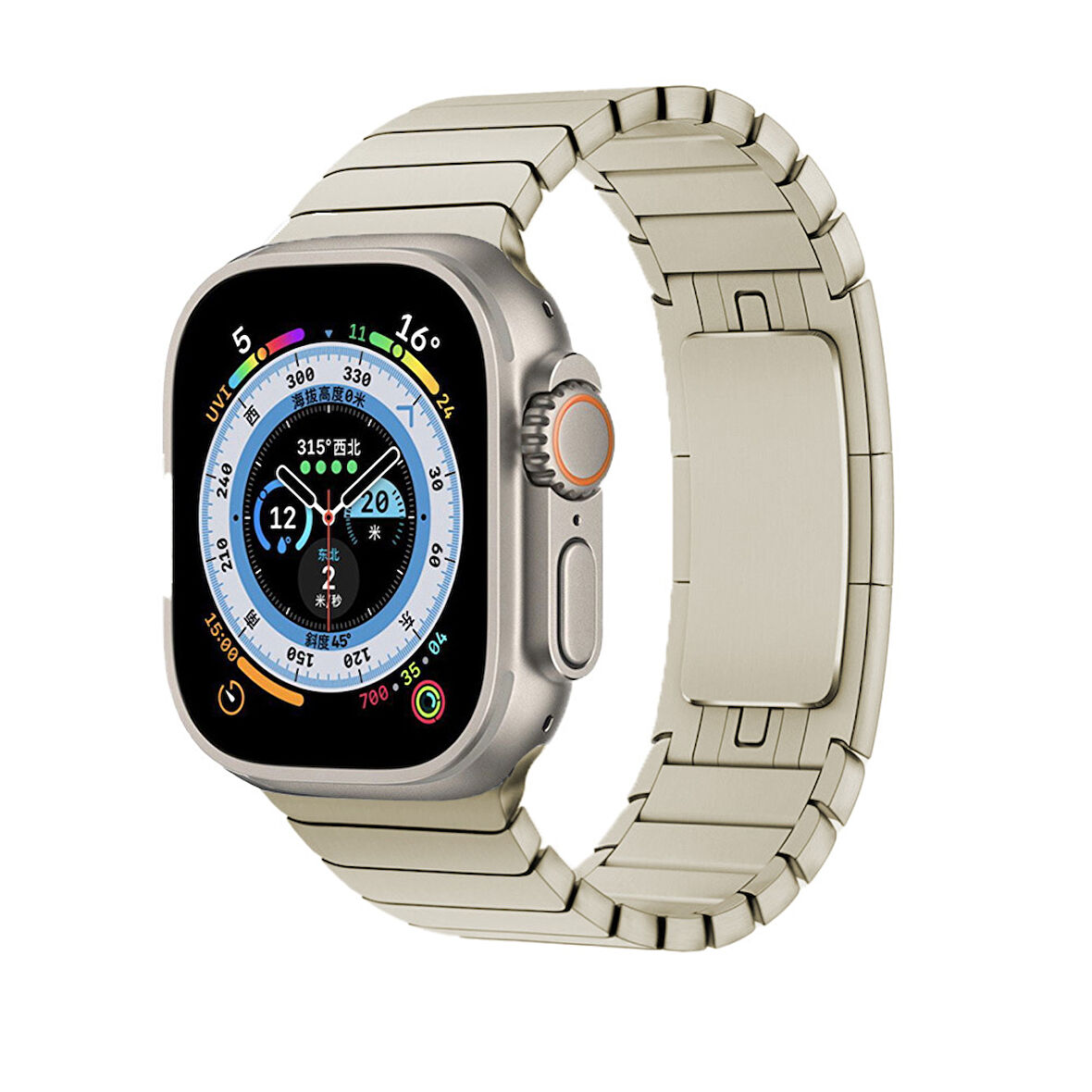 Apple Watch Ultra 49mm Kordon SAAT DEĞİLDİR. KRD-35 Metal Strap Kayış Lyon Tech