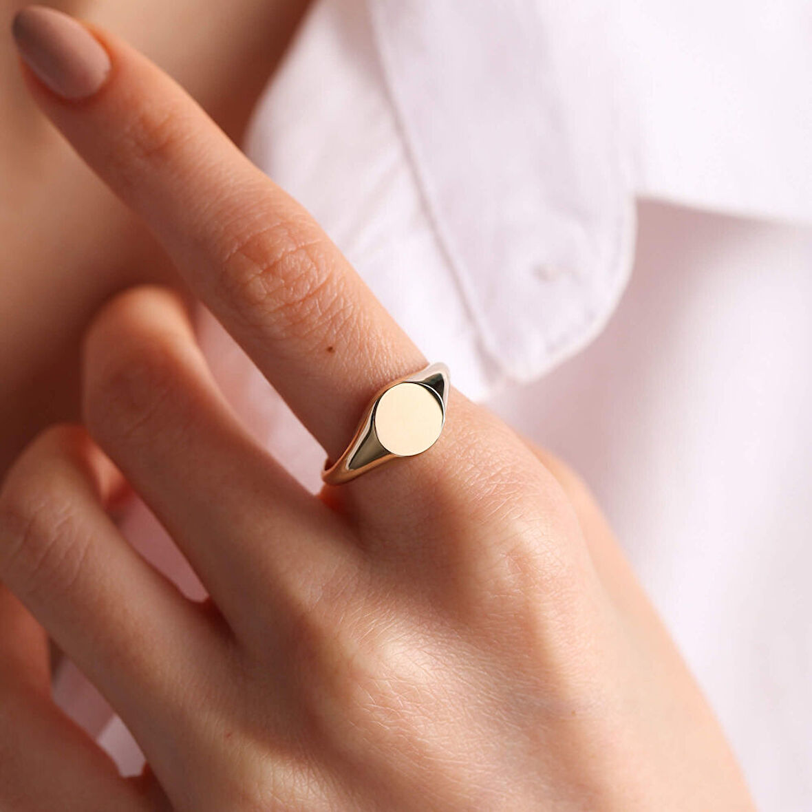 14K Altın Şövalye Yüzük (Kişiselleştir) Sade 1.0 cm