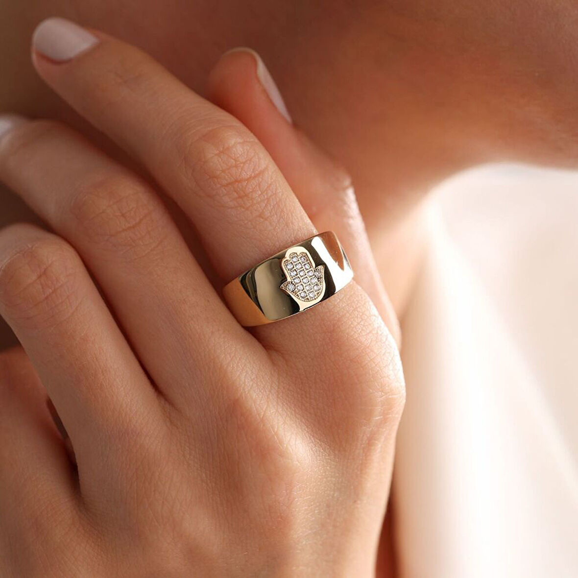 Altın Yüzük Özel Tasarım Hamsa