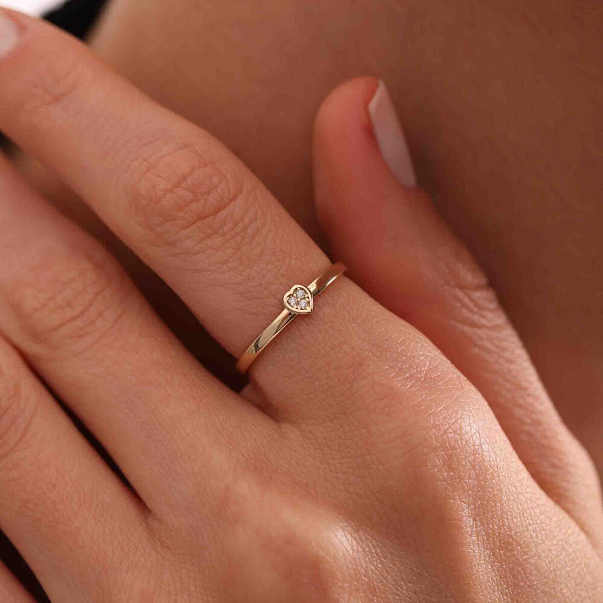 Altın Kalpli Yüzük Mini