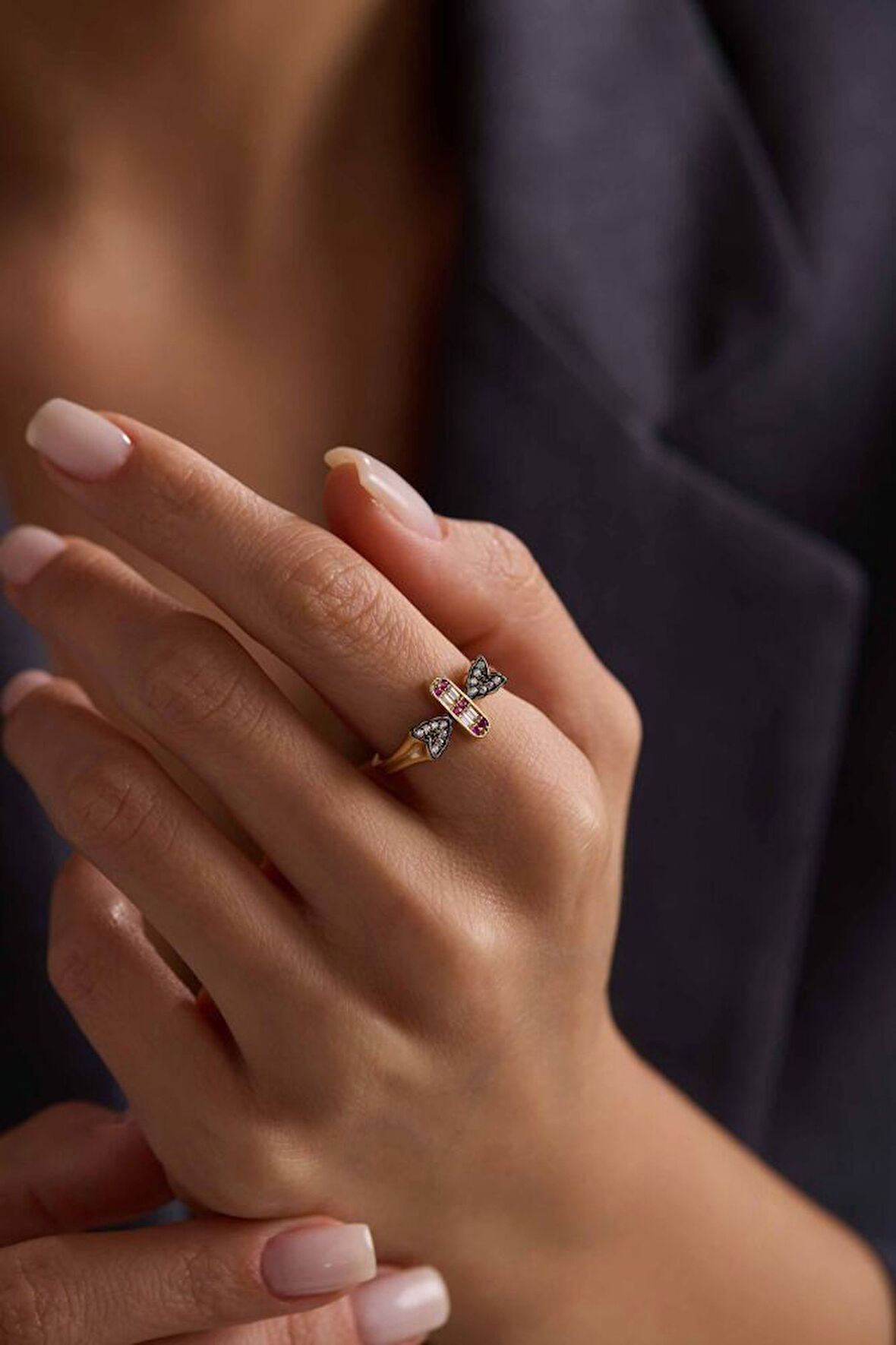 Butterfly Yüzük Ruby Özel Tasarım