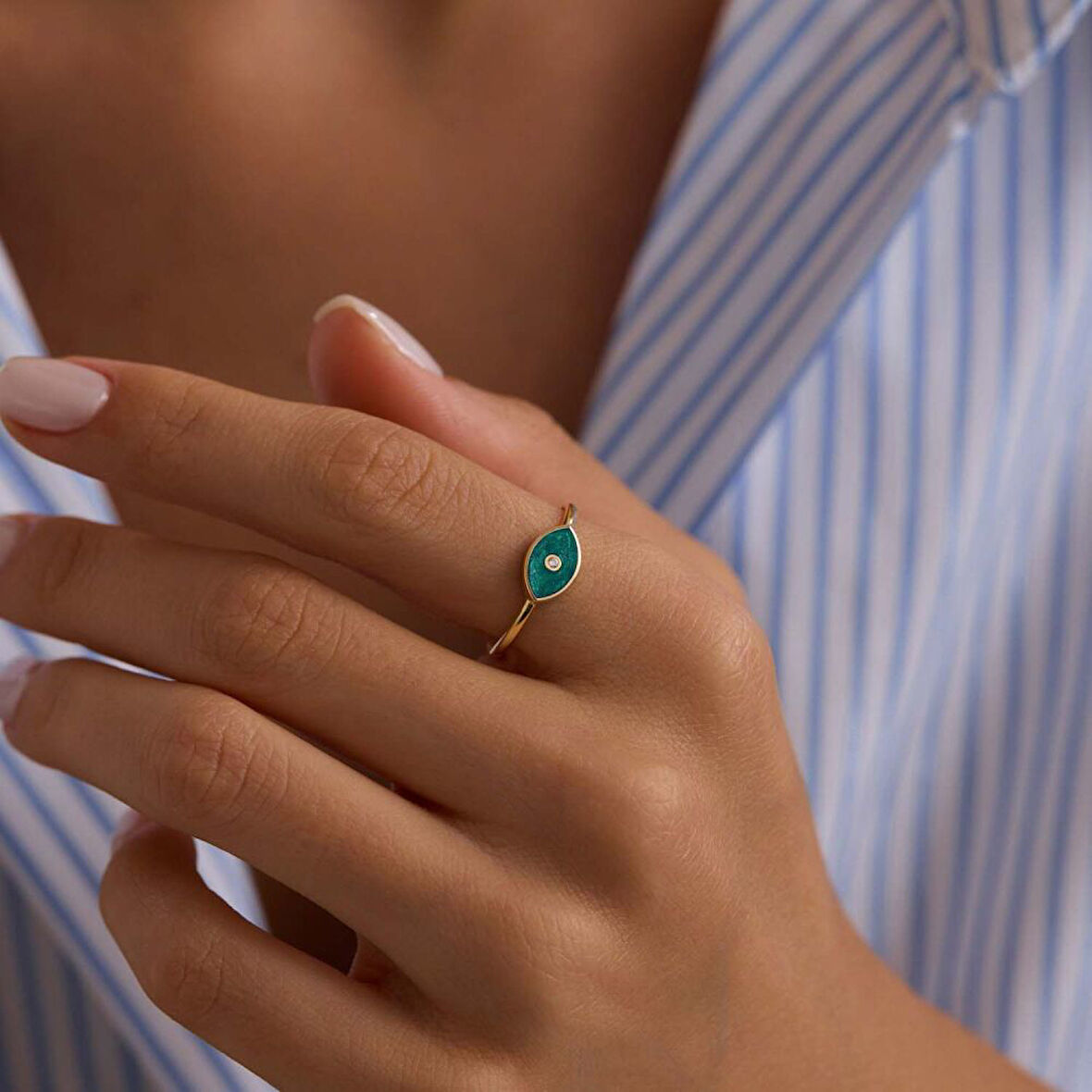 Vintage Sedefli Eye Altın Yüzük