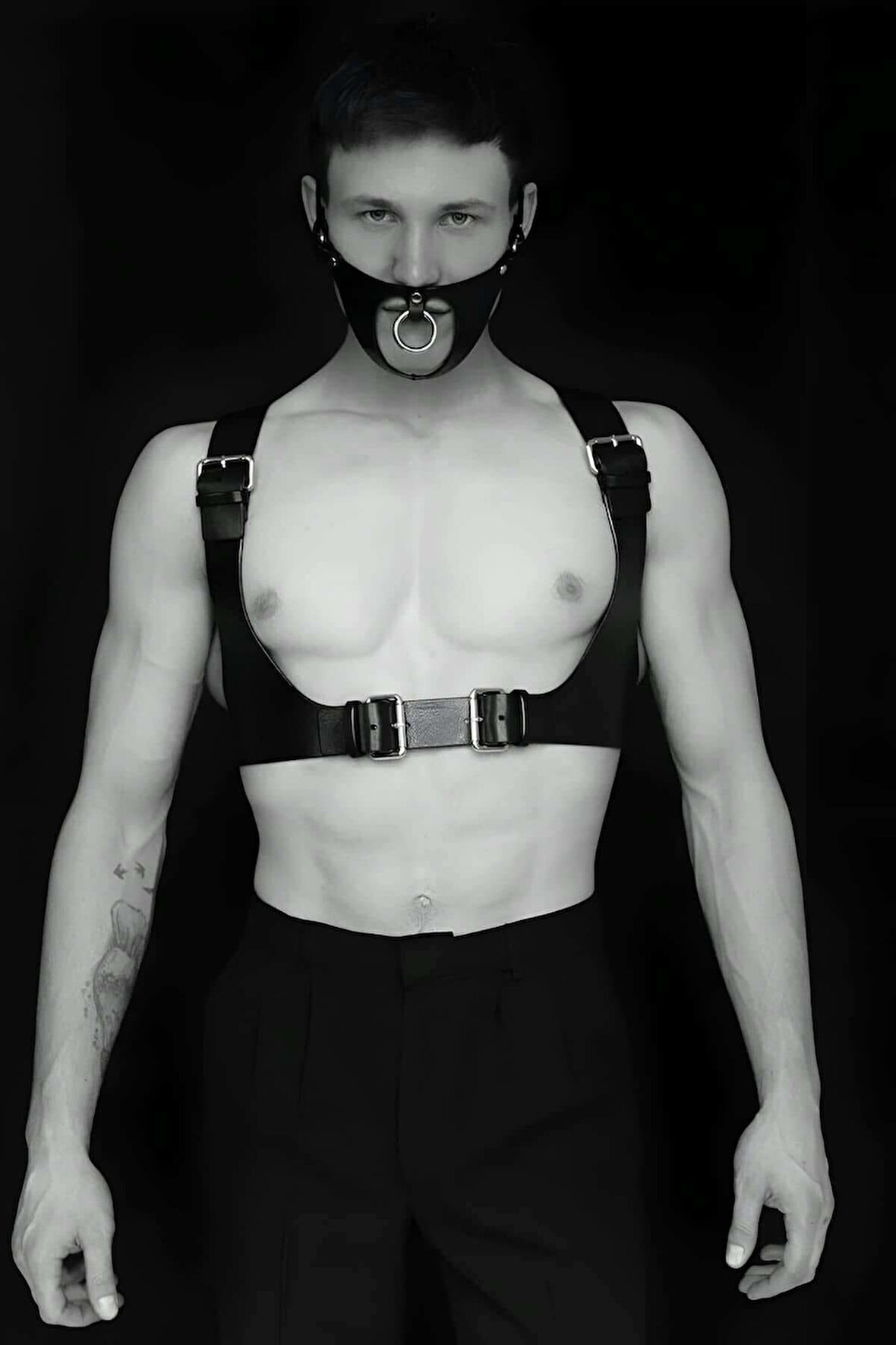 Seksi Deri Göğüs Ve Maske Harness - APFTM112