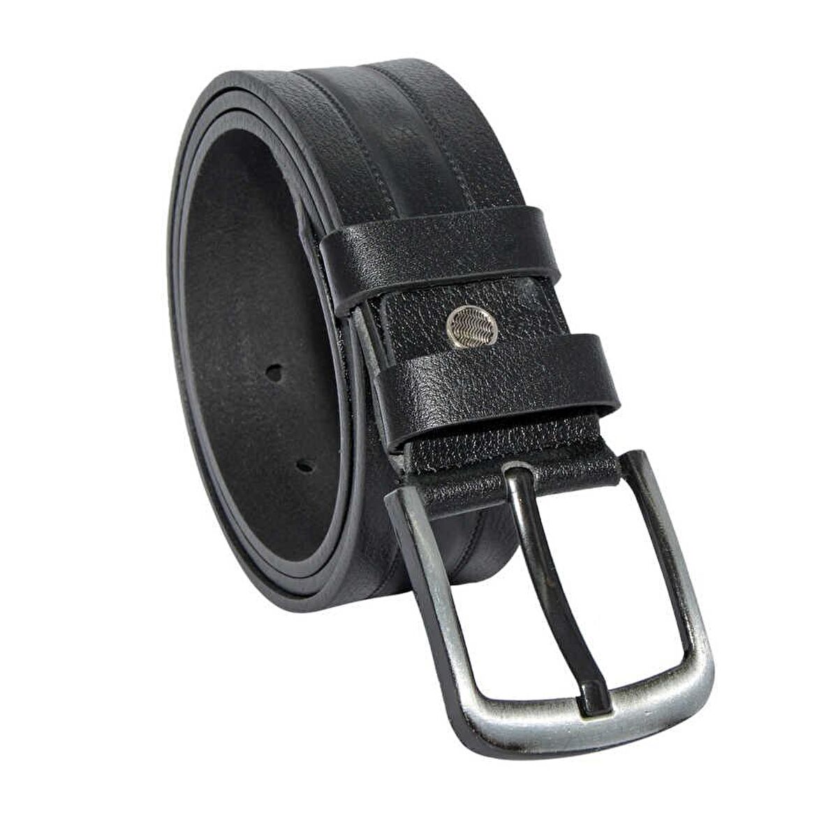 Siyah Hakiki Deri Desenli Model 4.5 cm.lik Spor Kot Kemer - 500-61