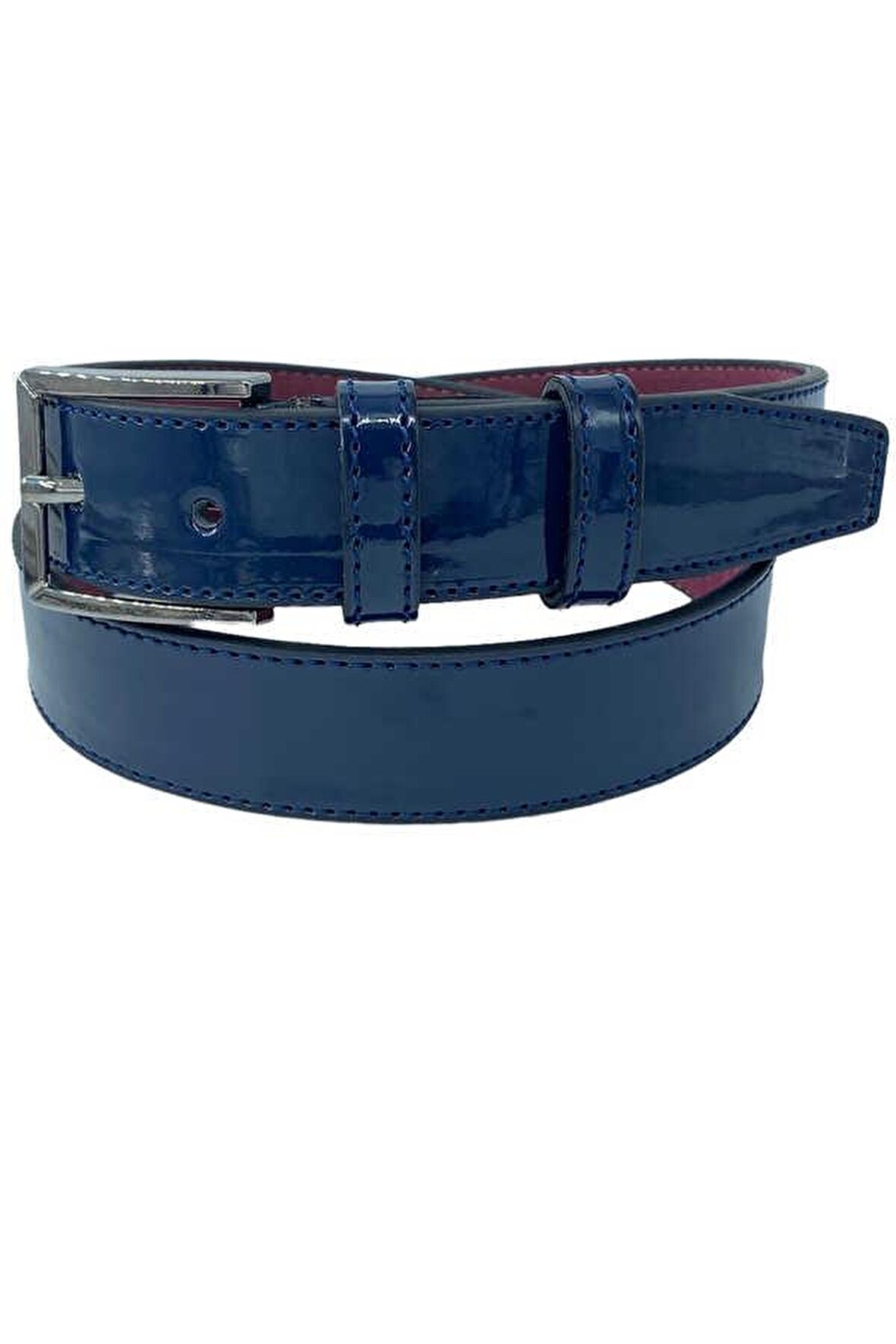 Lacivert Rugan Çocuk Boy Suni Deri Düz Model 3 cm.lik Garson Klasik Kemer - G95