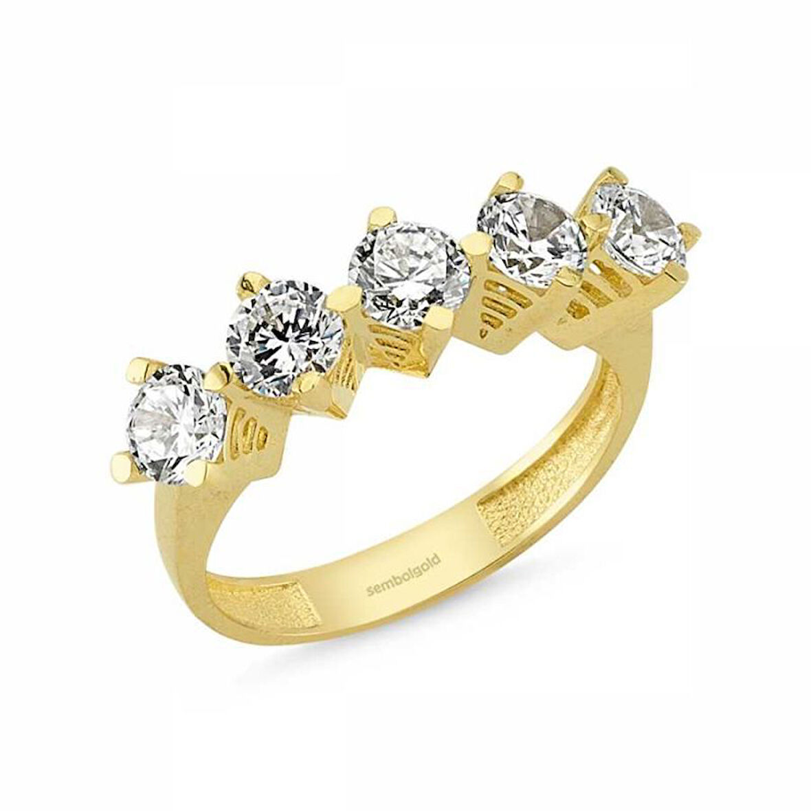 Altın 5 Taş Yüzük SWAROVSKİ Taşlı