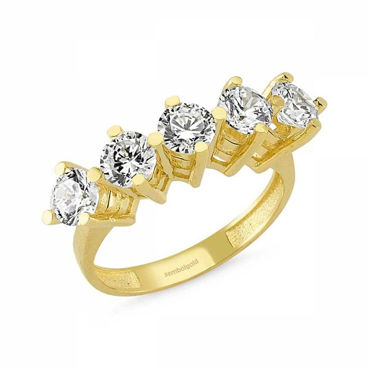 Altın 5 Taş Yüzük SWAROVSKİ Taşlı