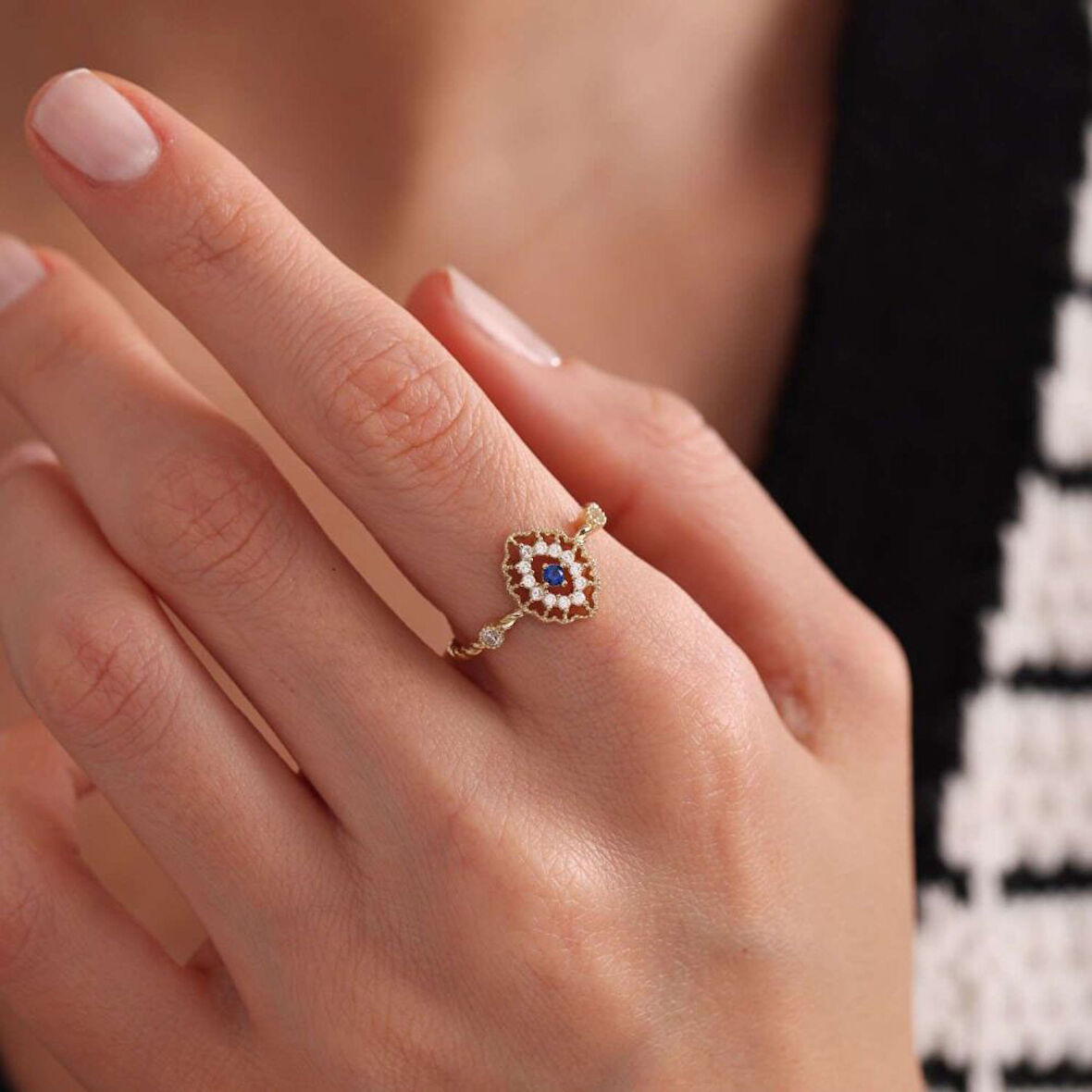Altın Vintage Yüzük Sapphire