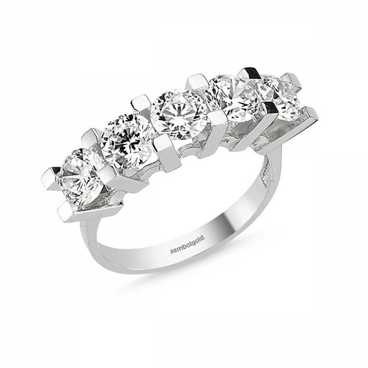 Altın 5 Taş Yüzük SWAROVSKİ Taşlı