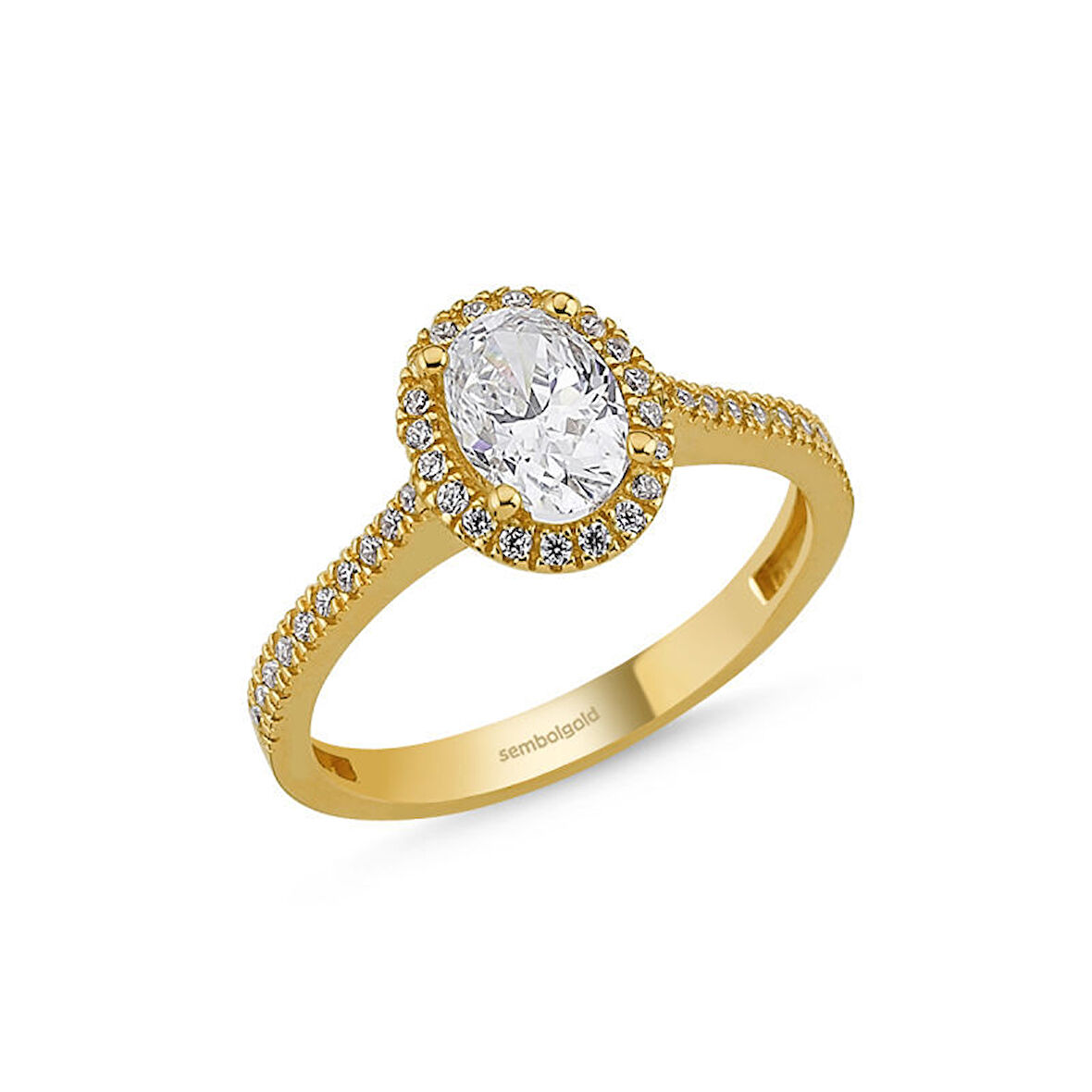 Altın Tektaş Yüzük Swarovski Taşlı Pırlanta Montür