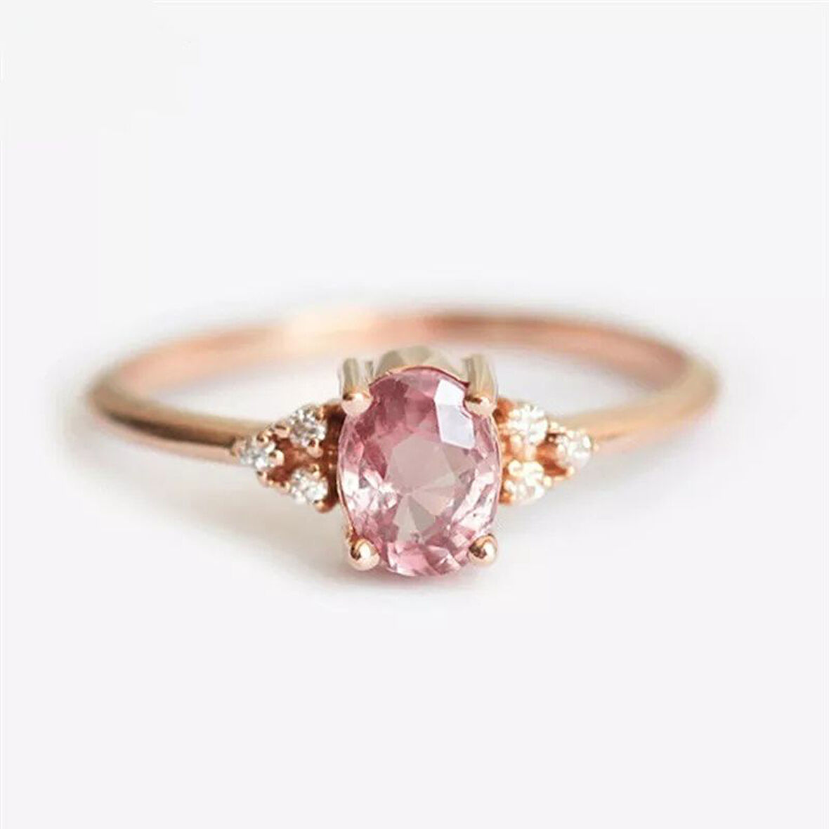 0,71 Karat Pırlanta Yüzük Pink Topaz 14K
