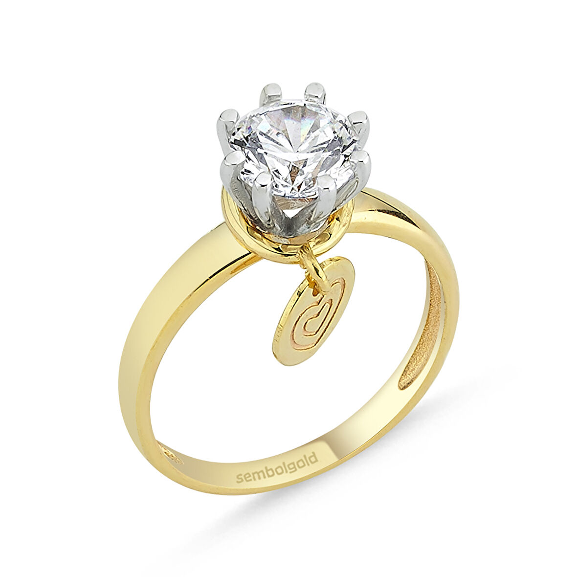 Altın Tektaş Yüzük 1,00 karat Zirconia Sevgililer Günü