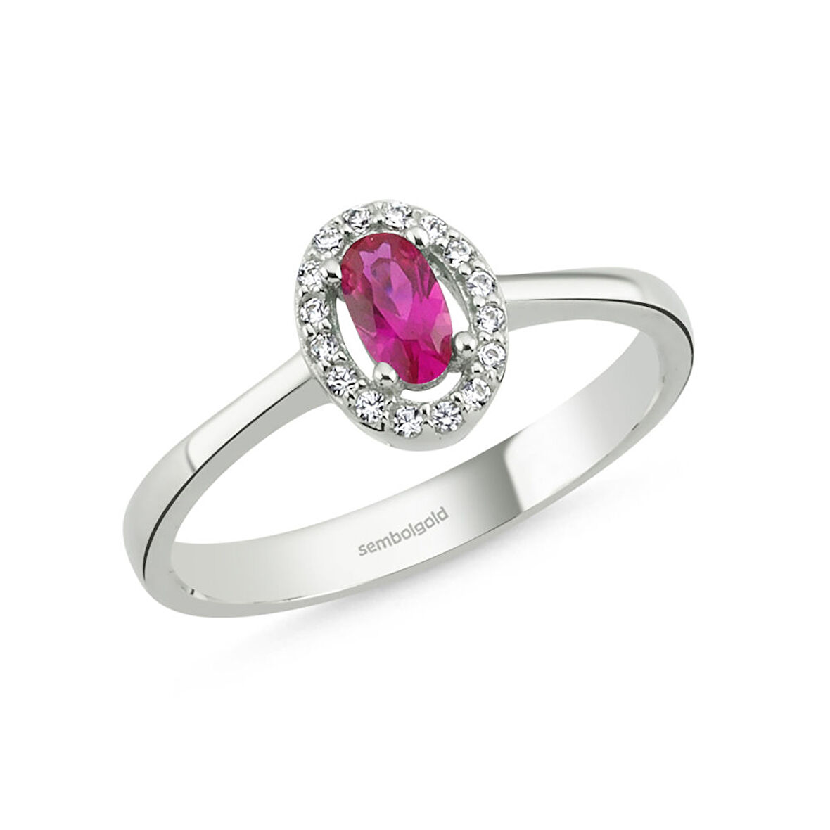 Anturaj Altın Yüzük 0.30 Karat Oval Ruby Taşlı