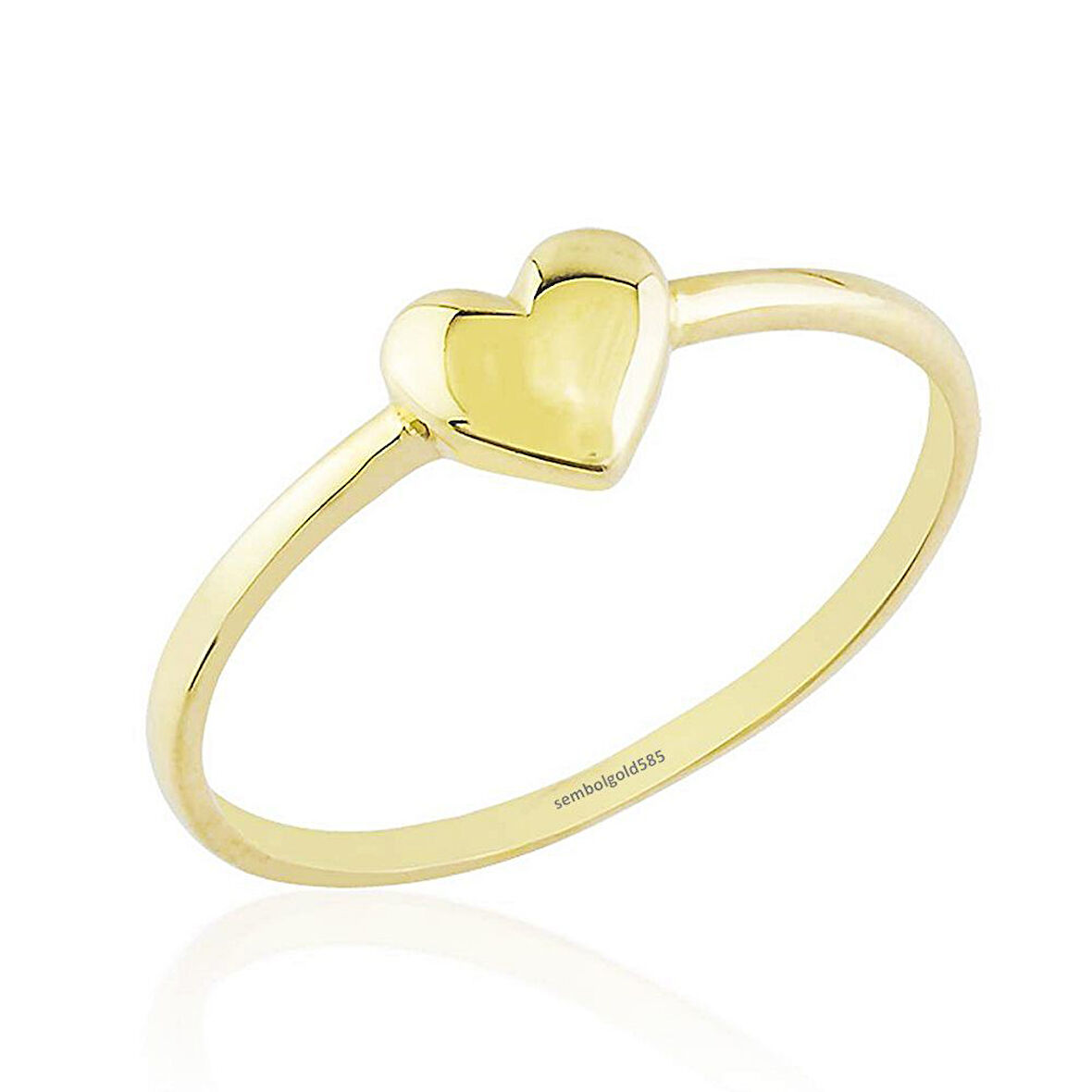 Kalp'li Altın Yüzük Sade 14 K Gold