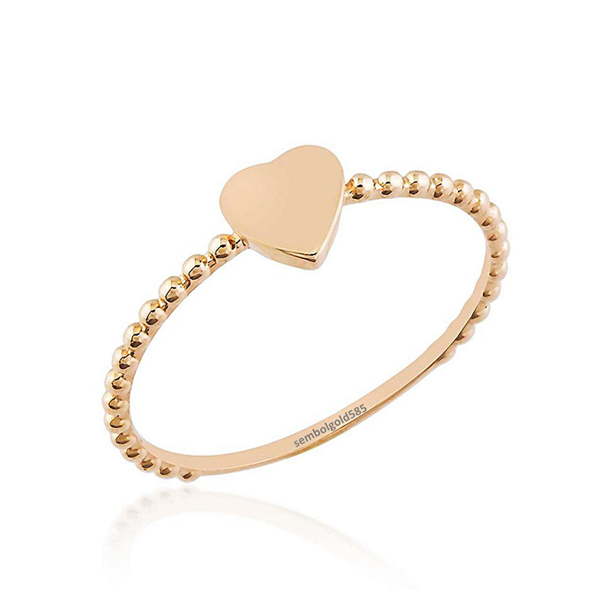 Kalp'li Rose Altın Yüzük Top 14 K Gold