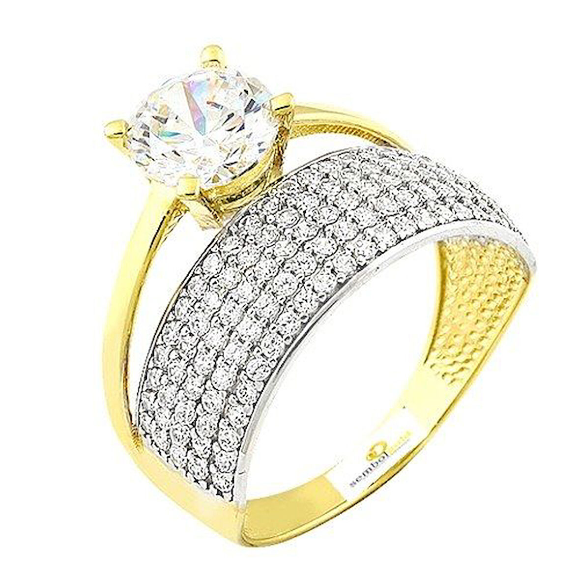 Altın Tektaş Alyans Yüzük Twin Model