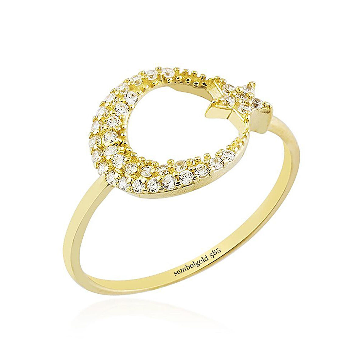 Ayyıldız Altın Yüzük 14K Gold Taşlı