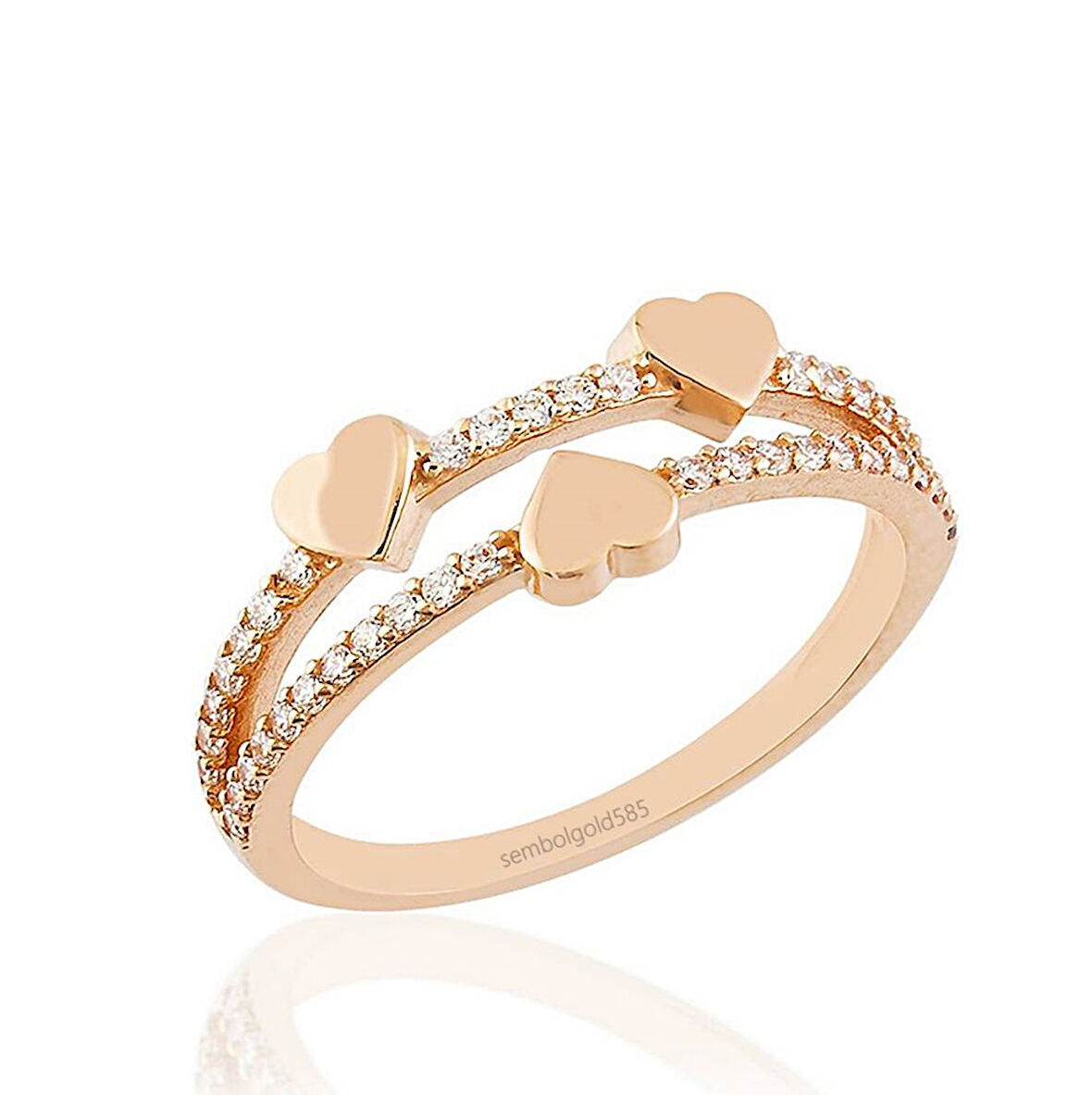 Kalp Rose Altın Yüzük 14K Gold