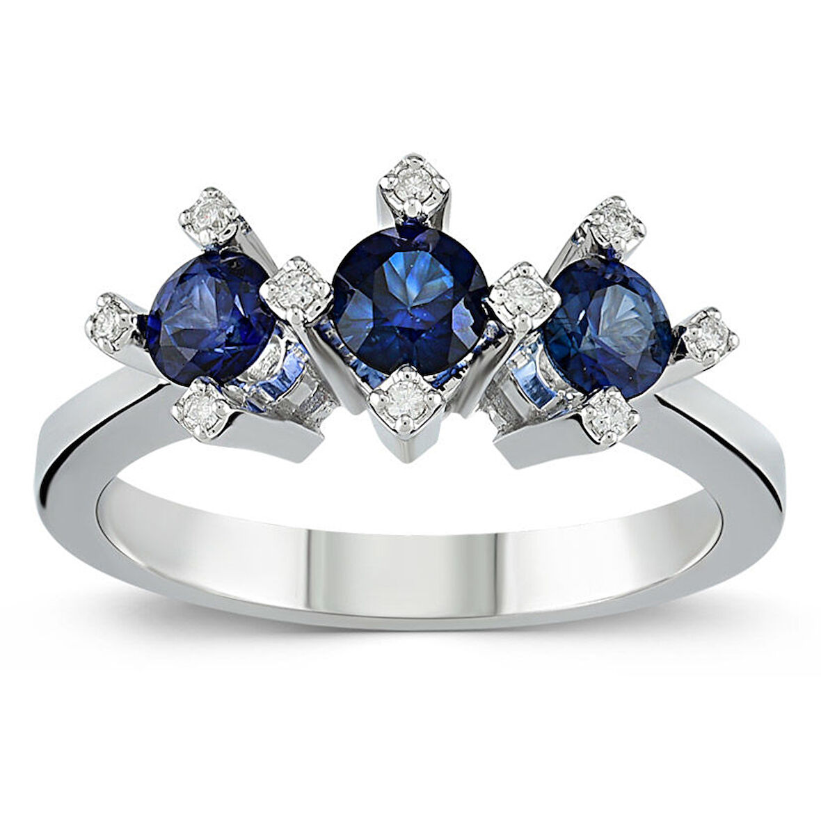 0.95 ct. Pırlanta Safir Tria Yüzük
