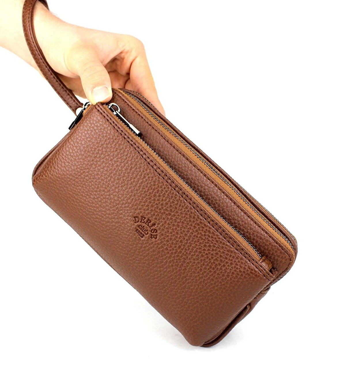 Erkek Taba Renk El Çantası Bileklik Kemerli Portföy Çanta El Çantası