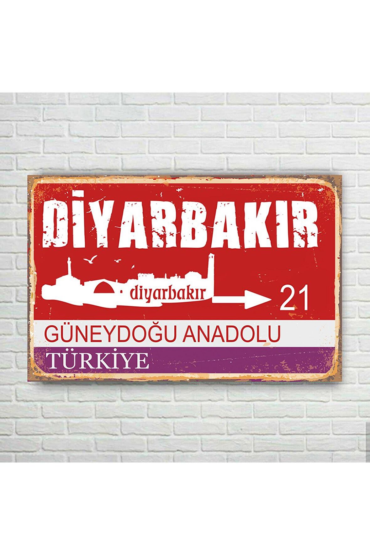 Diyarbakır Il Tabelası Retro Ahşap Poster