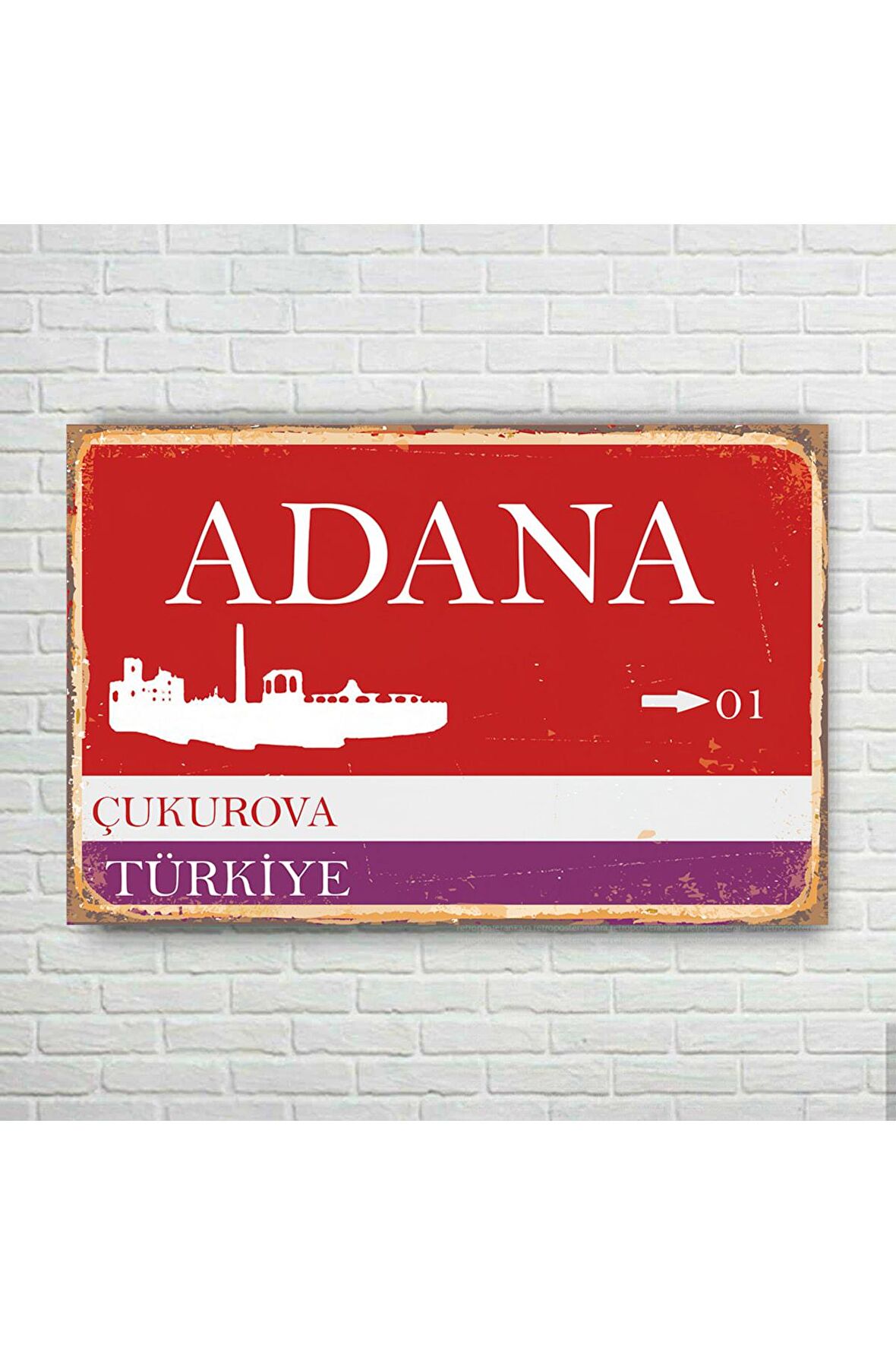 Adana Il Tabelası Retro Ahşap Poster