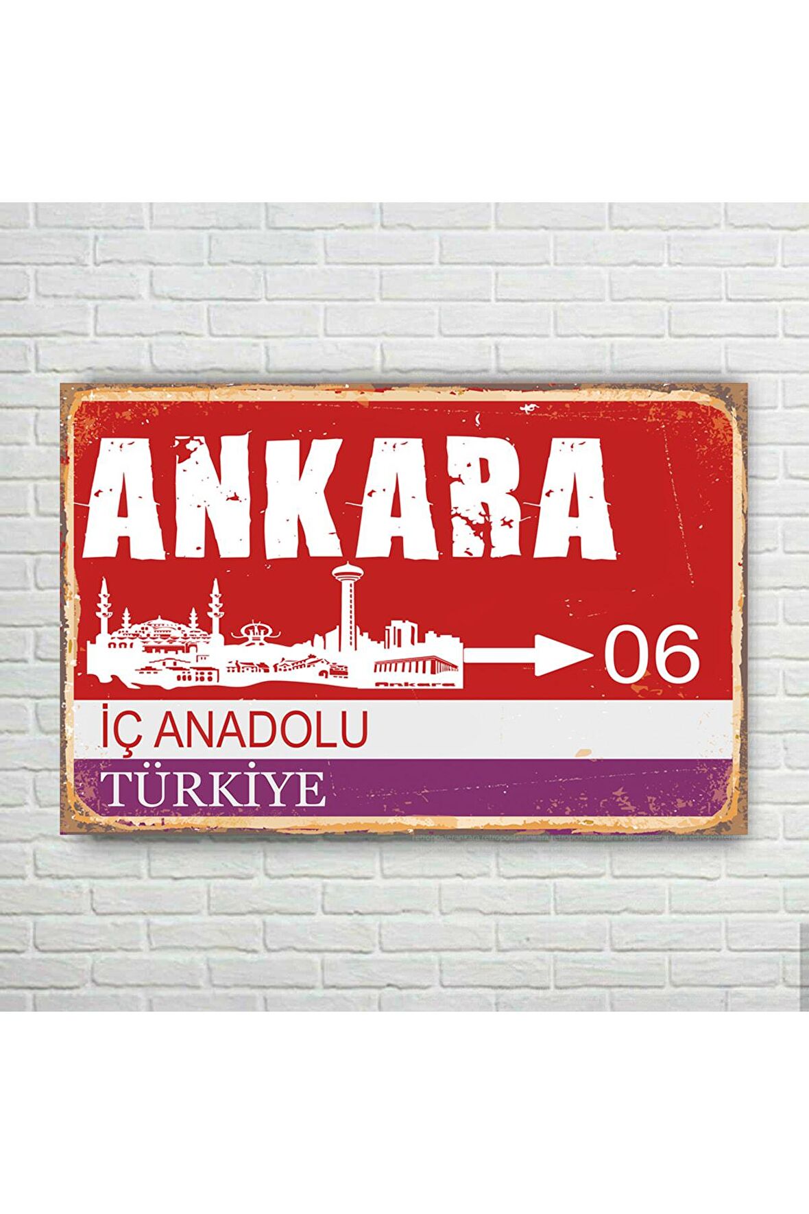 Ankara Il Tabelası Retro Ahşap Poster