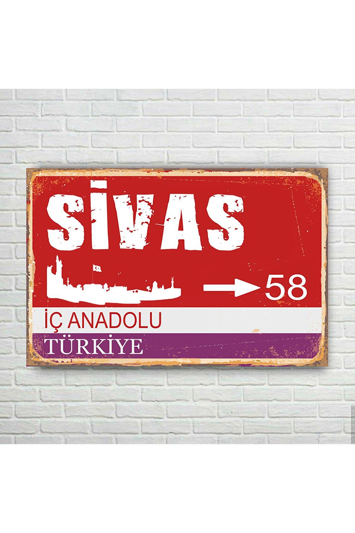 Sivas Il Tabelası Retro Ahşap Poster