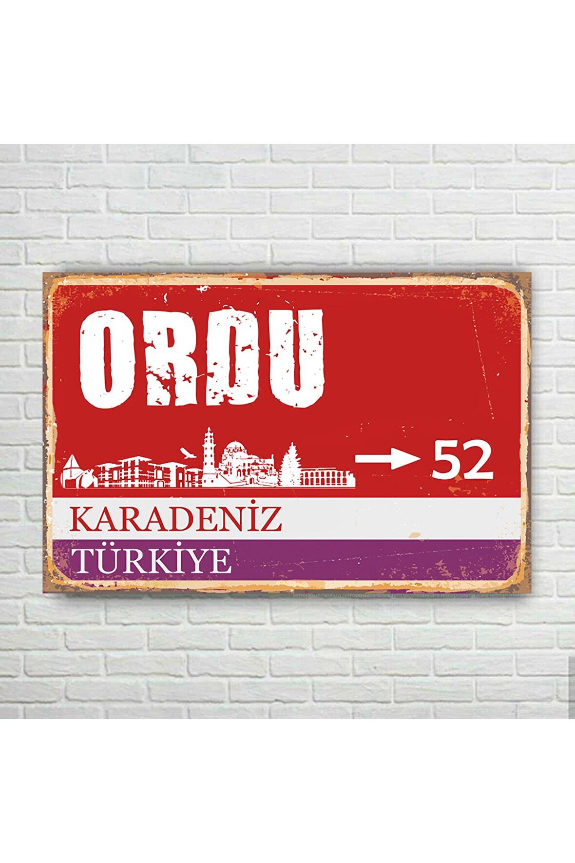 Ordu Il Tabelası Retro Ahşap Poster