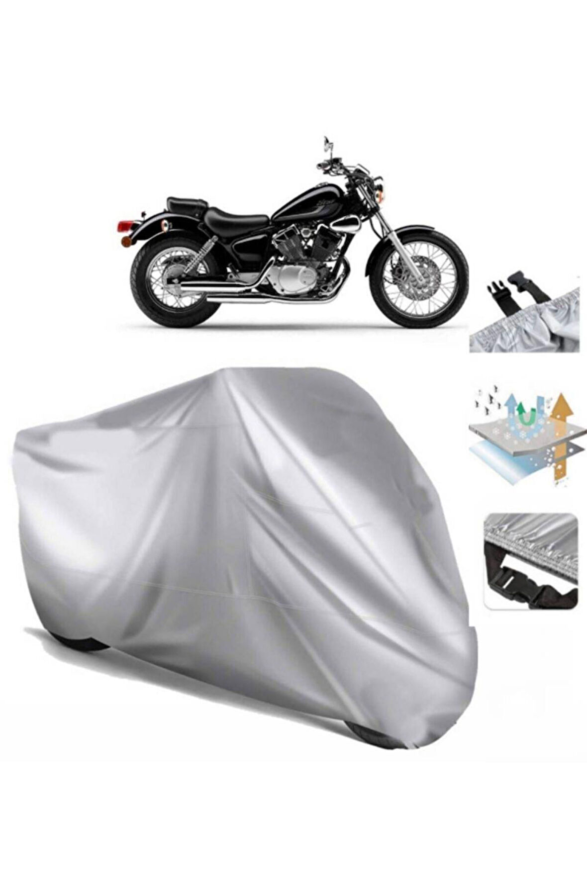 Yamaha Virago Xv 250  Arka Çanta (bağlantı Tokalı) Uyumlu SolarBlock  Motosiklet Brandası Örtüsü