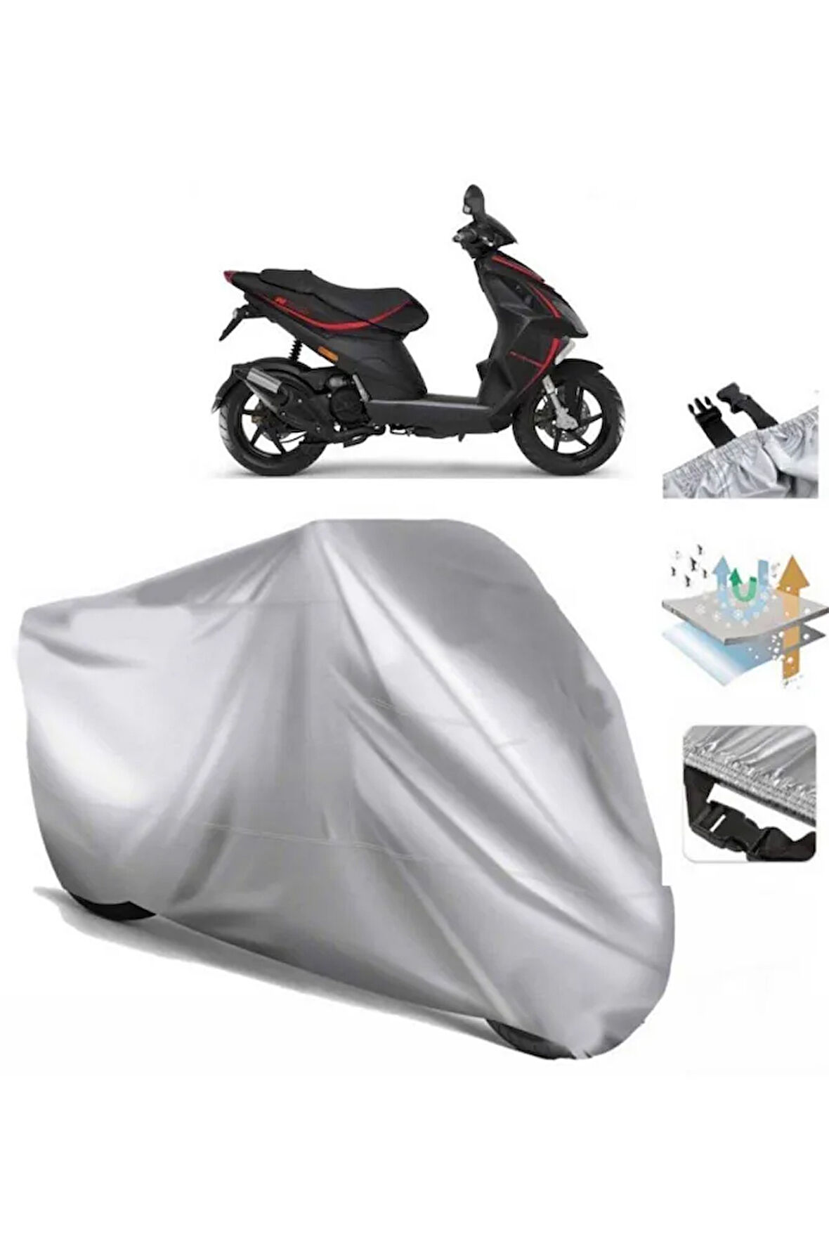 Piaggio Nrg Power 50  Arka Çanta (bağlantı Tokalı) Uyumlu SolarBlock  Motosiklet Brandası Örtüsü