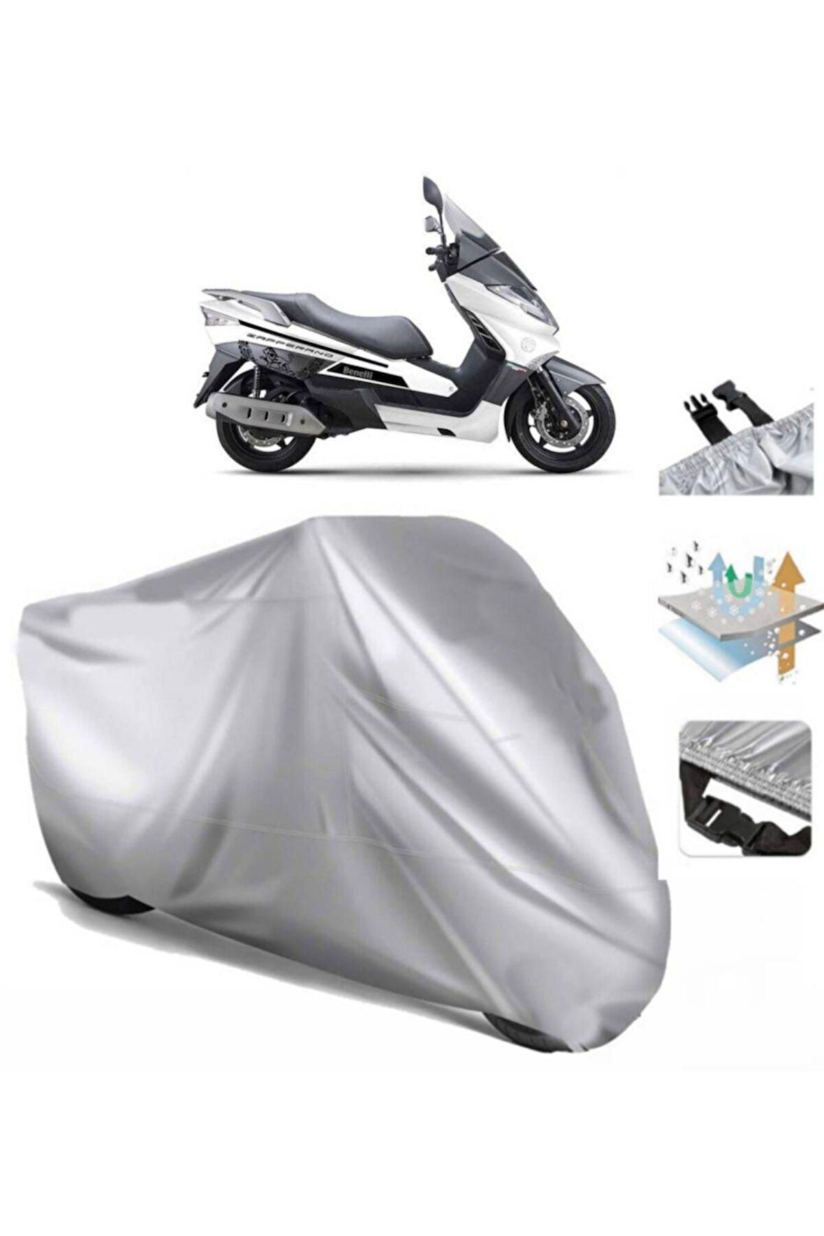 Benelli Zafferano  Arka Çanta (bağlantı Tokalı) Uyumlu SolarBlock Prime Motosiklet Brandası Örtüsü