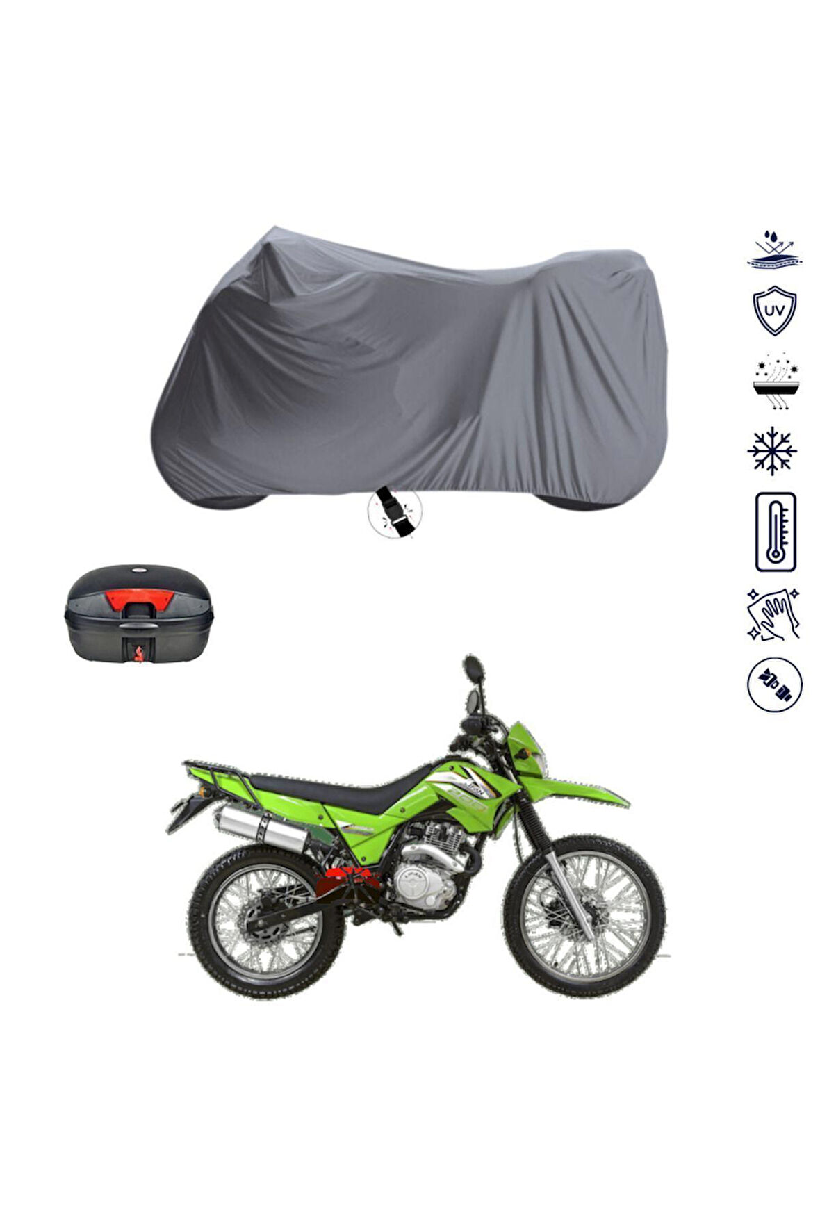 Lifan LF250 GY Çantalı  Bağlantı Tokalı  Uyumlu SolarBlock Prime Motosiklet Brandası Örtüsü